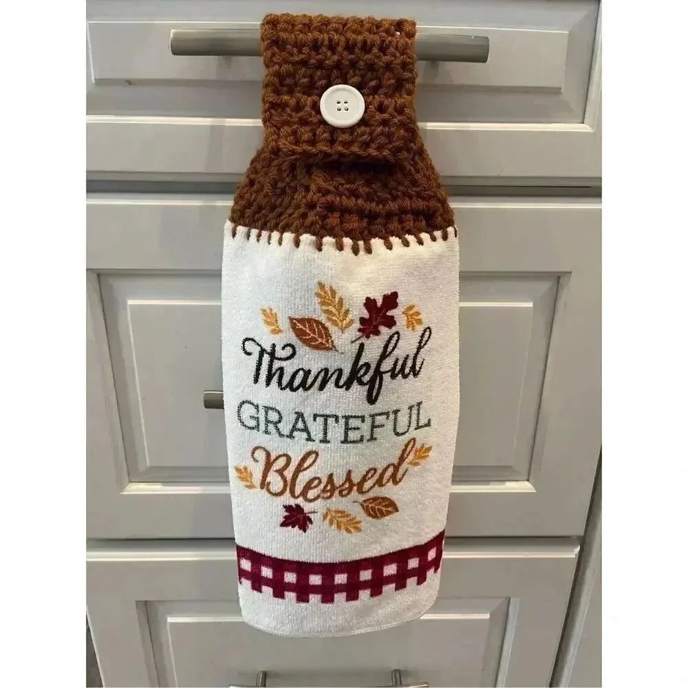 Crochet Top Kitchen Towel-Thankful Grateful Blessed